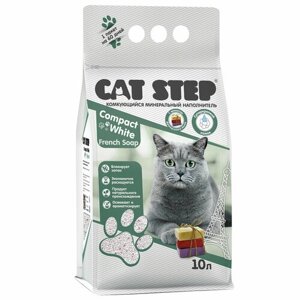 Наполнитель для кошек Cat Step Compact White French Soap, комкующийся, минеральный 10 л
