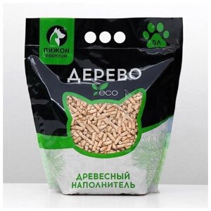 Наполнитель древесный Premium White, белые пеллеты, 5 л