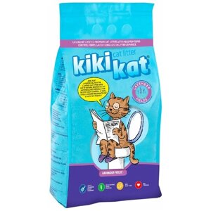 Наполнитель KikiKat "Лаванда" супер-белый для кошачьего туалета, комкующийся, бентонитовый, 10 л