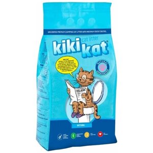 Наполнитель KikiKat супер-белый для кошачьего туалета, комкующийся, бентонитовый, 10 л