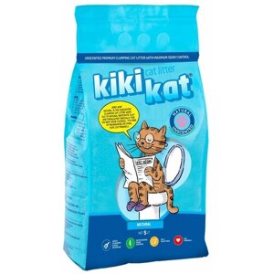 Наполнитель KikiKat супер-белый для кошачьего туалета, комкующийся, бентонитовый, 5 л