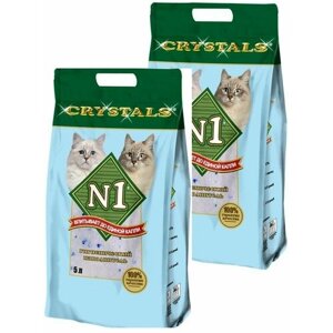 Наполнитель №1 Crystals для кошек силикагелевый голубые кристаллы, 5 л (2 кг)2 шт