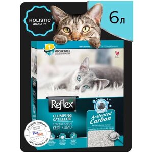 Наполнитель Reflex для кошачьего туалета бентонитовый, комкующийся, глиняный, премиум, гипоаллергенный, блокатор запаха 6 л.