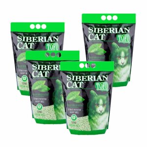 Наполнитель Сибирская кошка Тофу 12л*4шт, зелёный чай акция 3+1