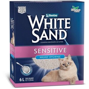 Наполнитель White Sand для чувствительных кошек, без запаха, комкующийся 5,1кг