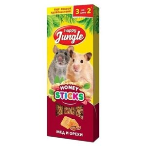 Нappy Jungle Happy Jungle Палочки для мелких грызунов Мед/Орехи 3 шт