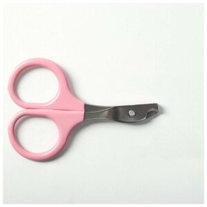 Ножницы-когтерезы изогнутые с прорезиненными ручками, отверстие 6 мм, розовые