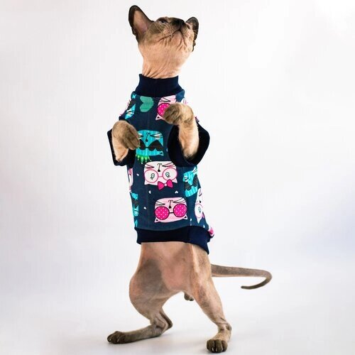 Одежда для кошек Элегантный Хвост, футболка Кошачий Вайб , размер XS