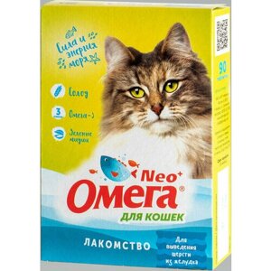 Омега Neo+ Лакомство мультивитаминное для кошек с солодом 90таб, 6шт