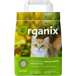 ORGANIX наполнитель комкующийся для туалета кошек с ароматом свежескошенной травы (16 кг)