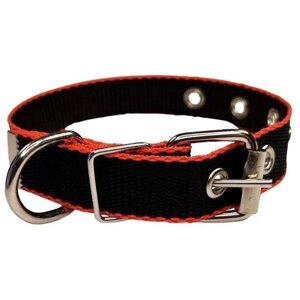 Ошейник для собак мелких пород нейлоновый черно-красный ширина 20 мм обхват шеи макс 33, мин 21 (до 15 кг) / ошейник нейлоновый с пряжкой