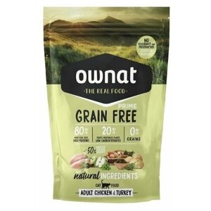 Ownat Adult Grain Free сухой корм для взрослых кошек с курицей и индейкой, 400 гр, 2 шт