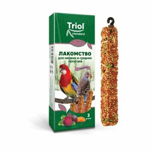 Палочки для мелких и средних попугаев с овощами Triol Standart,3 шт. в упаковке),115г, 3 шт.