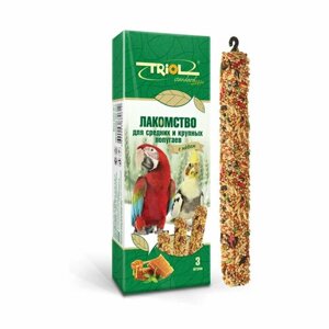 Палочки для средних и крупных попугаев с мёдом Triol Standart,3 шт. в упаковке),115г, 3 шт.