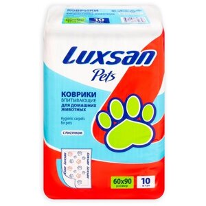 Пеленки для собак впитывающие Luxsan Pets с рисунком 90х60 см 10 шт. 1 шт. 90 см 60 см красный