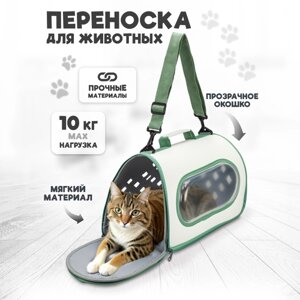 Переноска для кошек Solmax в поездку, сумка для животных, белая/зеленая