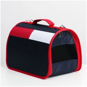 Переноска для кошек, животных, сумка переноска, каркасная40*25*27 см, синий-красный