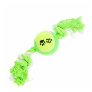 Petmax Игрушка для собак Мяч на веревке зелено-белая 28 см, 2 шт