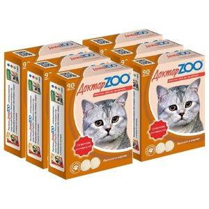 Пищевая добавка Доктор ZOO для кошек Со вкусом копченостей и биотином , 90 таб. х 6 уп.