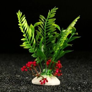 Пижон Аква Растение искусственное аквариумное, 18 х 9 х 14 см, красное