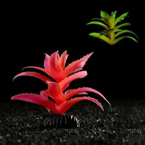 Пижон Аква Растение искусственное аквариумное, светящееся, 10 см, красное