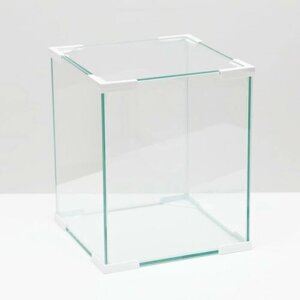 Пижон Аквариум "Куб", покровное стекло, 19 литров, 25 x 25 x 30 см, белые уголки