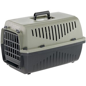 Пластиковая переноска для собак и кошек Ferplast Skipper 2,55х36х33cм) (Хаки с черным)