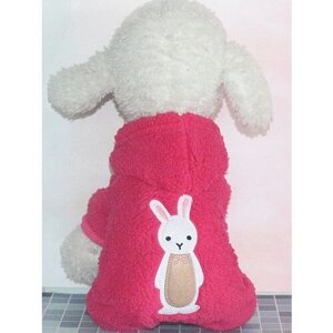 Плюшевый комбинезон теплая зимняя одежда для собак Розовый зайчик размер L