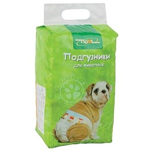 Подгузники для собак Triol 10541004 Размер L 60х12х22 см 10 шт. 1 шт. 60 см 12 см 22 см белый/синий L 38 см 67 см