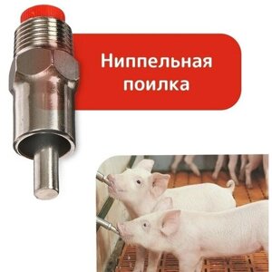 Поилка ниппельная для свиней, диаметр резьбы 1/2", металлическая , Greengo