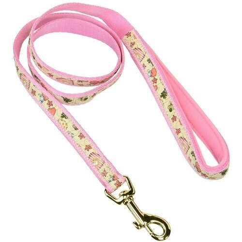 Поводок Japan Premium Pet буржуа с мягкой анатомической вкладкой, размер S - для малых пород собак до 10 кг, розовый
