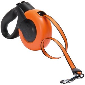 Поводок-рулетка для собак Fida Mars ленточная (XS) 3 м оранжевый/черный