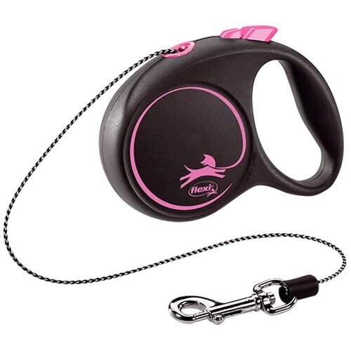 Поводок-рулетка для собак Flexi Black Design XS тросовый 3 м 32 мм розовый