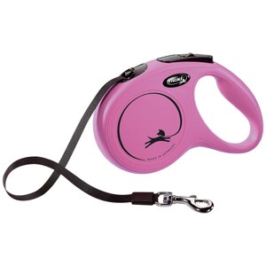 Поводок-рулетка для собак Flexi New Classic M ленточный 5 м розовый