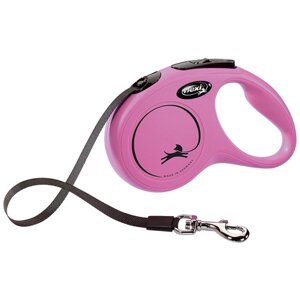 Поводок-рулетка для собак Flexi New Classic S ленточный 5 м розовый