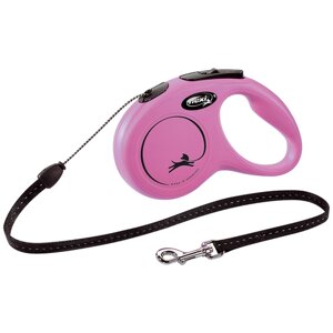 Поводок-рулетка для собак Flexi New Classic S тросовый 5 м розовый