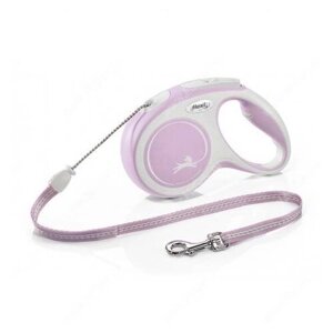 Поводок-рулетка для собак Flexi New Comfort M тросовый 5 м розовый/серый
