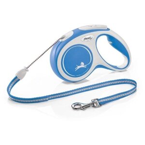 Поводок-рулетка для собак Flexi New Comfort M тросовый 8 м синий/серый