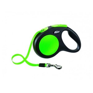 Поводок-рулетка для собак Flexi New Neon M ленточный 5 м зеленый