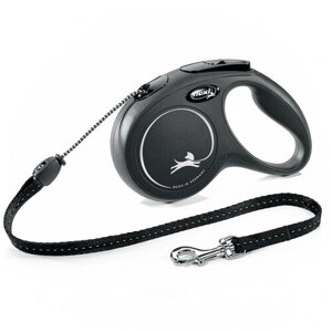 Поводок-рулетка Flexi New Classic M для собак до 20 кг, трос, черный, 5 м, 1 шт