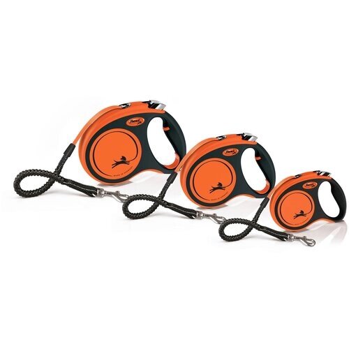 Поводок-рулетка Flexi Xtreme tape S 5m 20 kg black/ orange