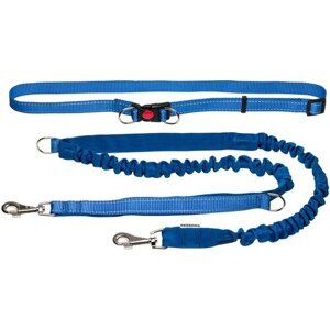 Поводок с поясом для бега и прогулок с собакой CHOKERZ синий (с амортизатором и светоотражающей лентой). 1,7 – 2,5 м.