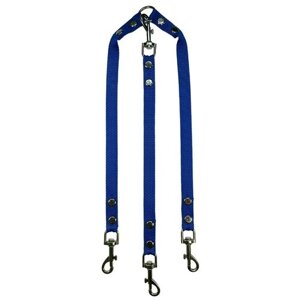 Поводок-сворка для собак нейлоновый тройной 40 см х 3 х 20 мм голубой (до 35 кг х 3) / поводок-сворка нейлоновый с карабинами