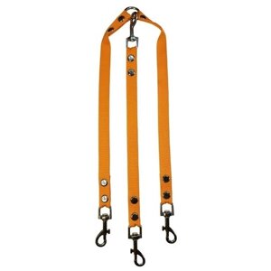 Поводок-сворка для собак нейлоновый тройной 60 см х 3 х 20 мм оранжевый (до 35 кг х 3) / поводок-сворка нейлоновый с карабинами