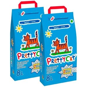 PRETTY CAT NATUREL наполнитель впитывающий для туалета кошек без запаха (4 + 4 кг)