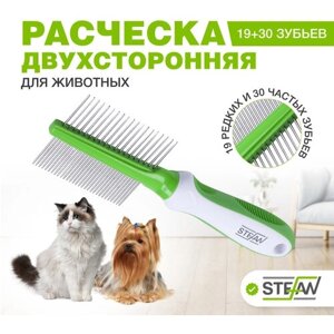 Расческа-чесалка для кошек и собак STEFAN (Штефан), пуходерка-щетка 19/30 зубьев, GС1930