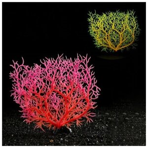 Растение аквариумное Пижон Аква искусственное, светящееся, 15 см, красное