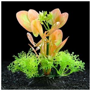 Растение искусственное аквариумное, 10 см, зелёно-розовое (3 шт)