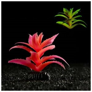 Растение искусственное аквариумное, светящееся, 10 см, красное 7514212