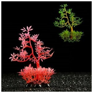 Растение искусственное аквариумное, светящееся, 10 см, красное 7514218
